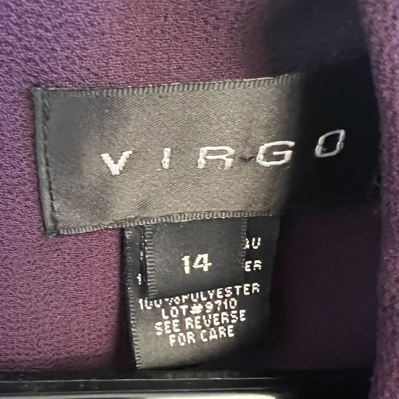 VIRGO Dark Purple Formal Mother Of The Bride Embroidered Bead Floral Midi Dress - Picture 4 of 8